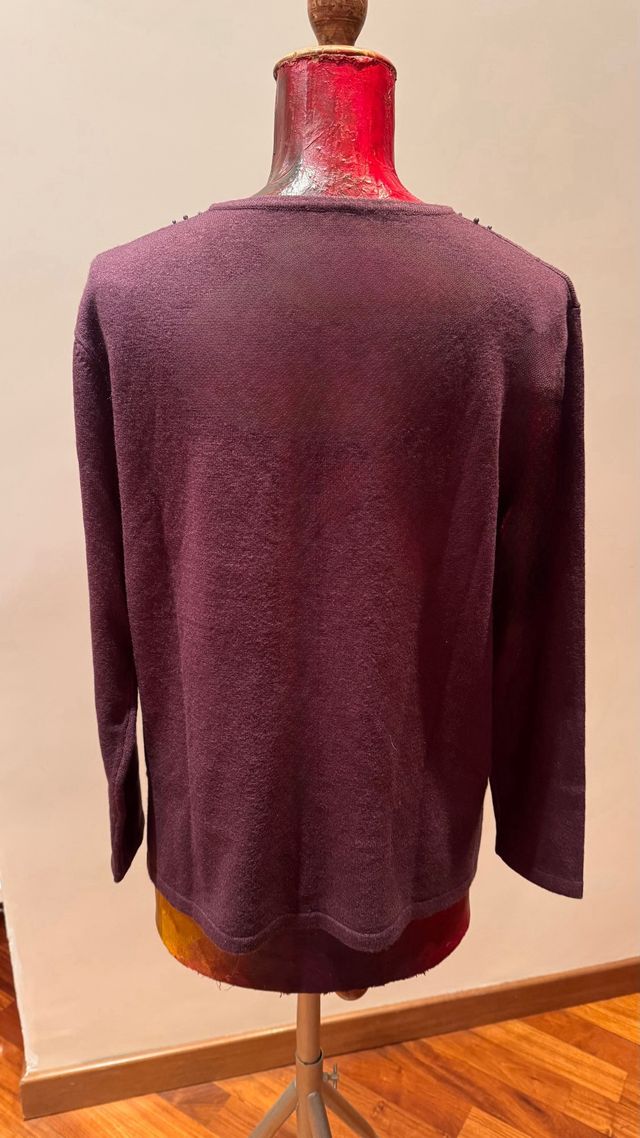 Maglia donna vinaccia con perline