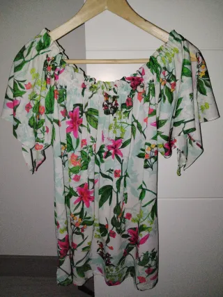 Blusa Cortefiel Estampada Flores Talla L