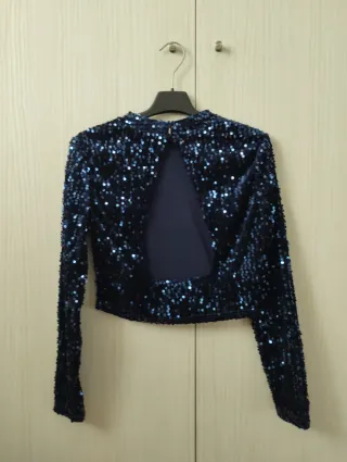 Top lentejuelas azul