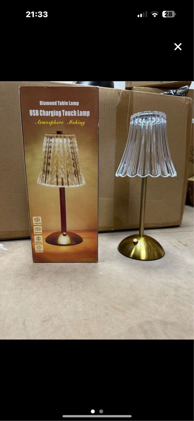 Lámpara de mesa USB vintage dorada