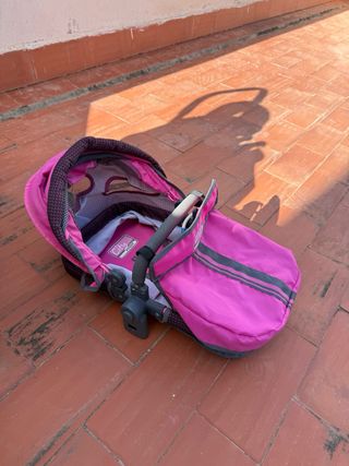 Carro gemelar para muñecas rosa