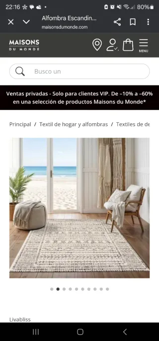 Alfombra Escandinava Beige y Negra. Sin abrir