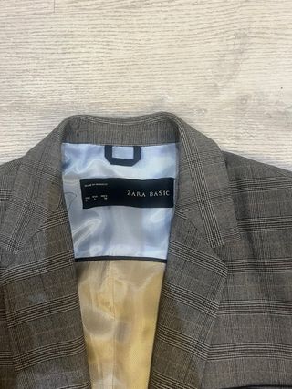 Americana Zara Mujer Marrón Cuadros