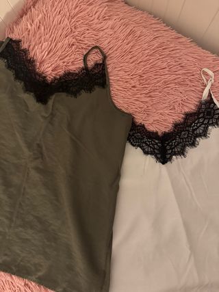 Tirantes de encaje verde y blanco