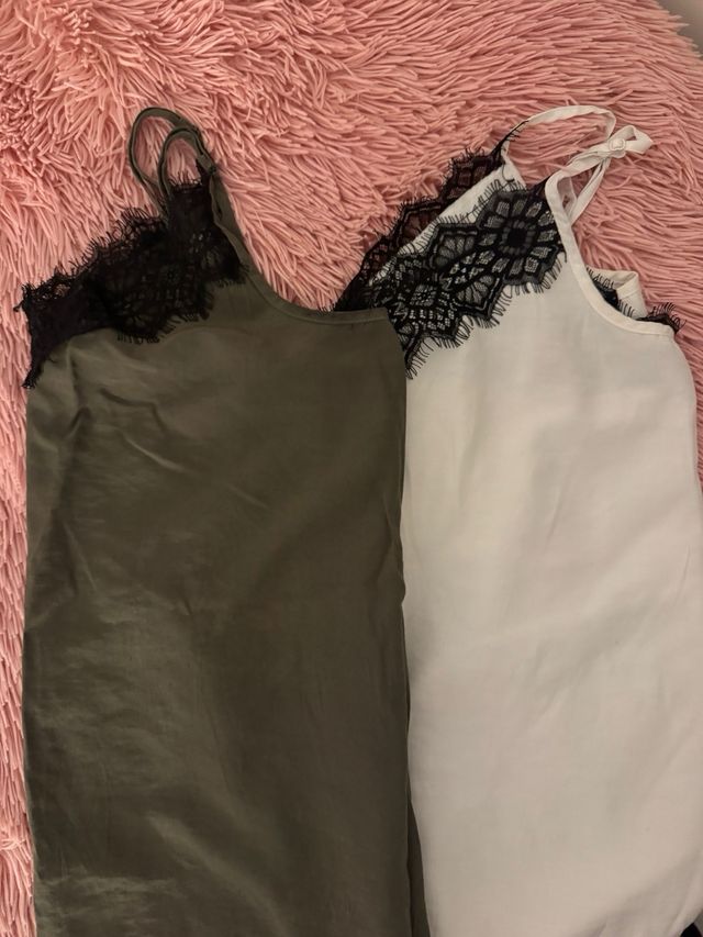 Tirantes de encaje verde y blanco