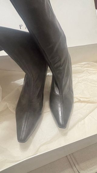 Botas altas FARRUTX piel grises tacón de 8 cnt