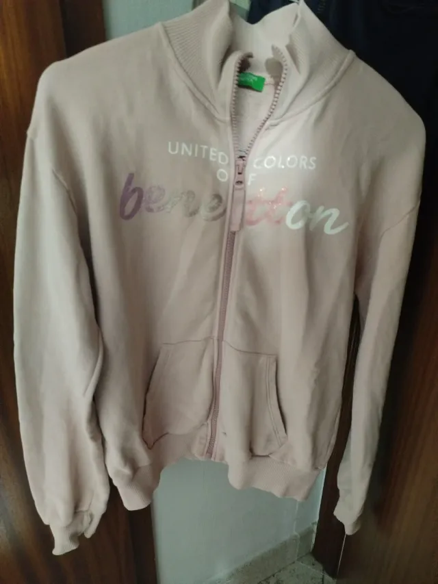 Chaqueta Benetton niña rosa cremallera