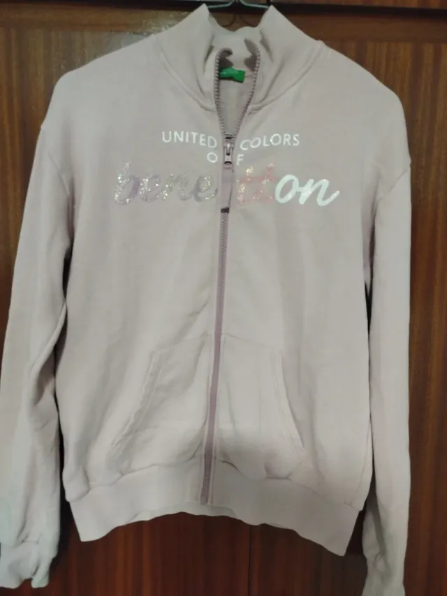 Chaqueta Benetton niña rosa cremallera