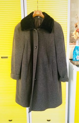 Cappotto vintage collo pelliccia grigio
