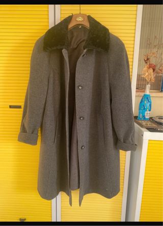 Cappotto vintage collo pelliccia grigio