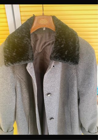 Cappotto vintage collo pelliccia grigio
