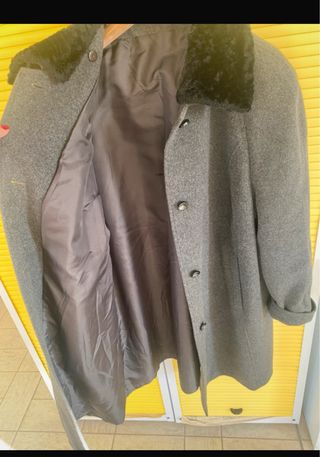 Cappotto vintage collo pelliccia grigio