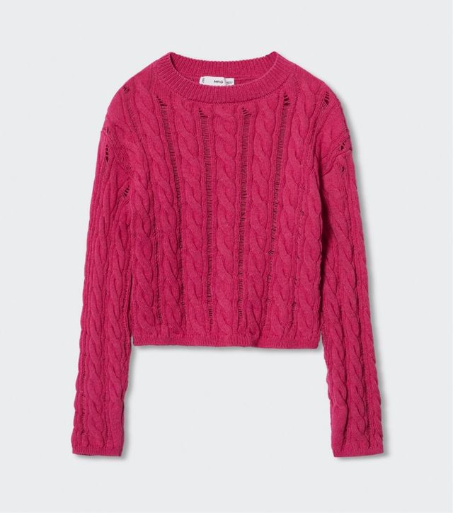 Jersey Mango punto calado rosa