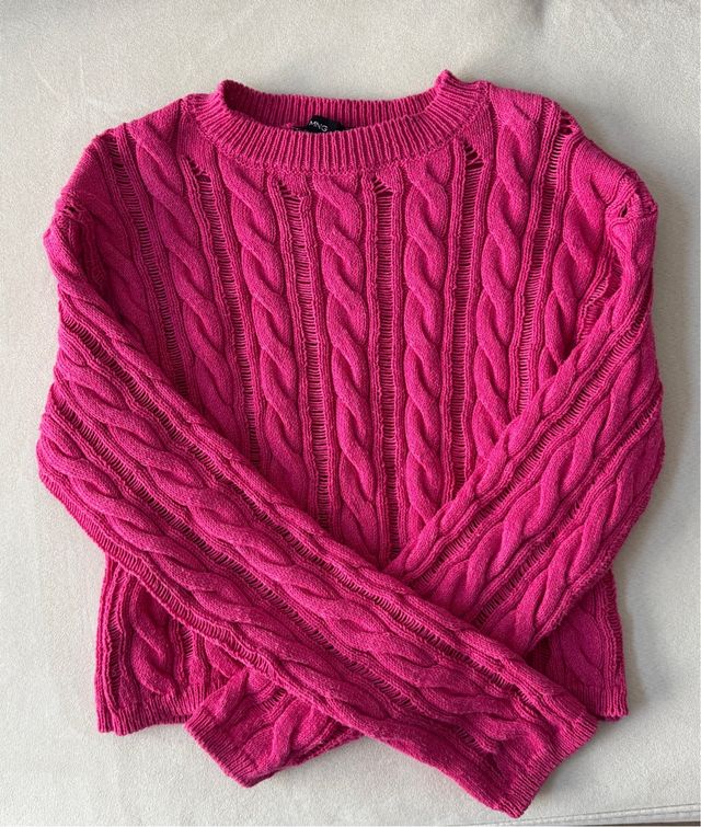 Jersey Mango punto calado rosa