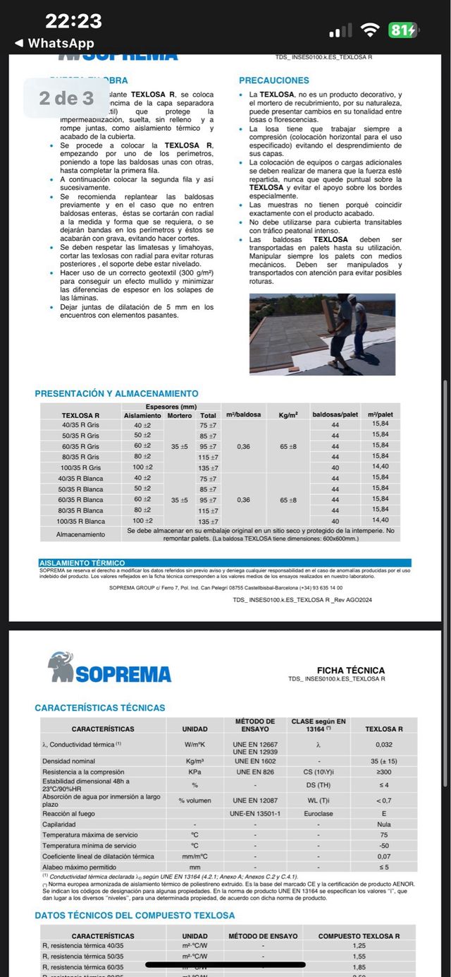 Baldosa 60x60 Aislante SOPREMA TEXLOSA R