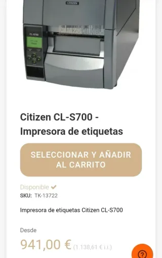 Citizen CL-S700 Impresora Etiquetas 203 dpi