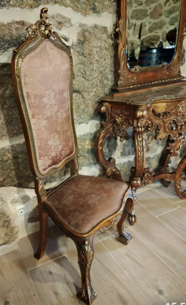 Consola, Espejo y Sillas Antiguas estilo Barroco