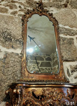 Consola, Espejo y Sillas Antiguas estilo Barroco