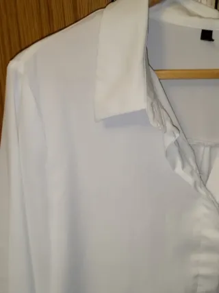 Blusa Camisera Blanca Talla XL | Poliéster Formal