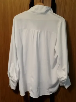 Blusa Camisera Blanca Talla XL | Poliéster Formal