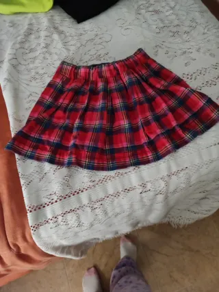 Falda de cuadros roja y azul