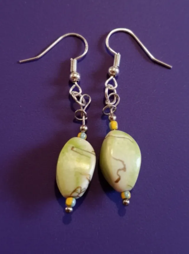 Pendientes Plata y Resina Verde