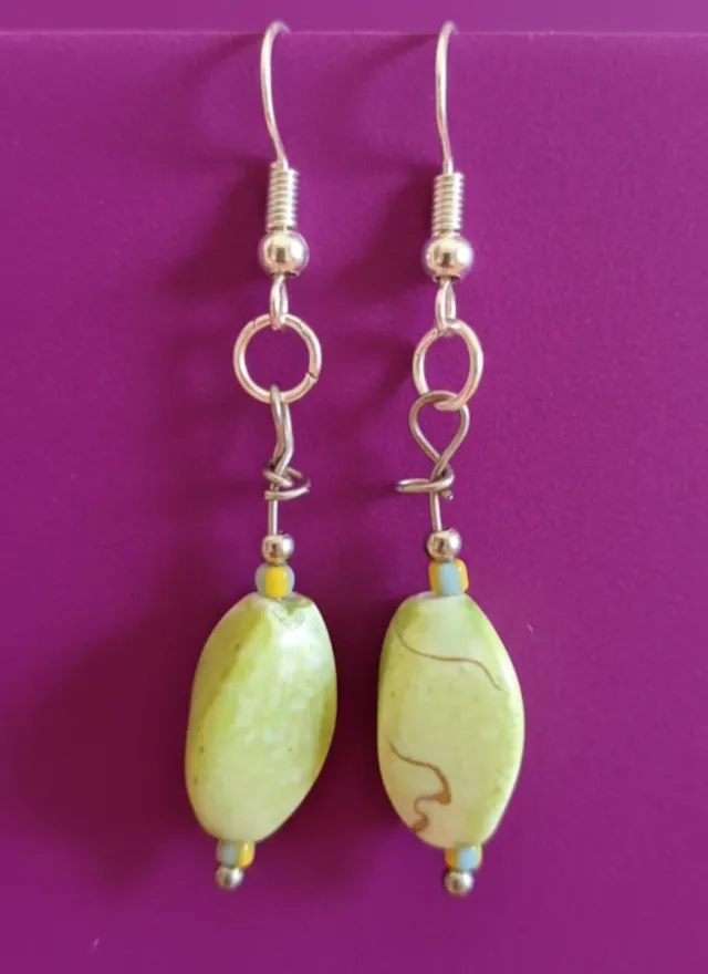 Pendientes Plata y Resina Verde