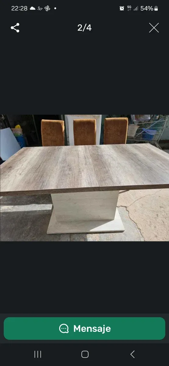 Mesa comedor extensible 1m a 1.40m + 4 sillas