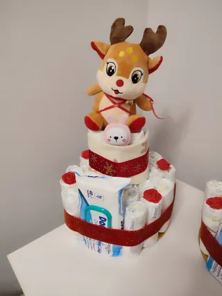 Tarta de pañales temática Navidad 3 versiones