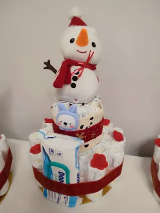 Tarta de pañales temática Navidad 3 versiones