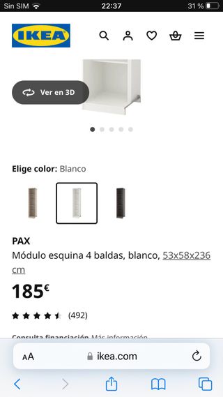 Módulo esquina 4 baldas blanco 53x58x236