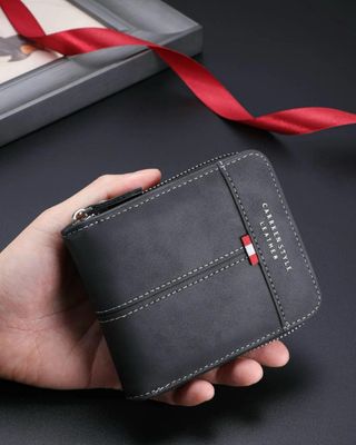 Cartera Carrken Cuero Negra Gris Cremallera