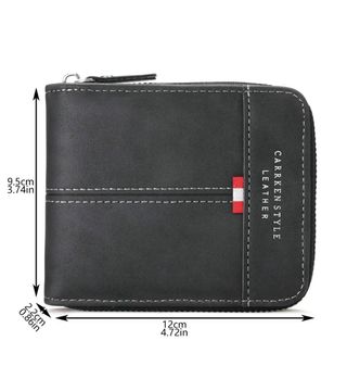 Cartera Carrken Cuero Negra Gris Cremallera