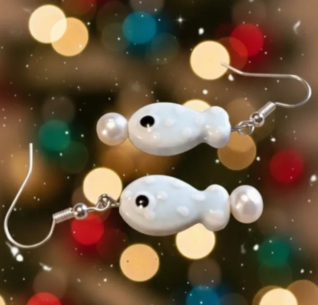 Pendientes de cerámica con perlas