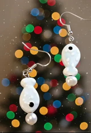 Pendientes de cerámica con perlas