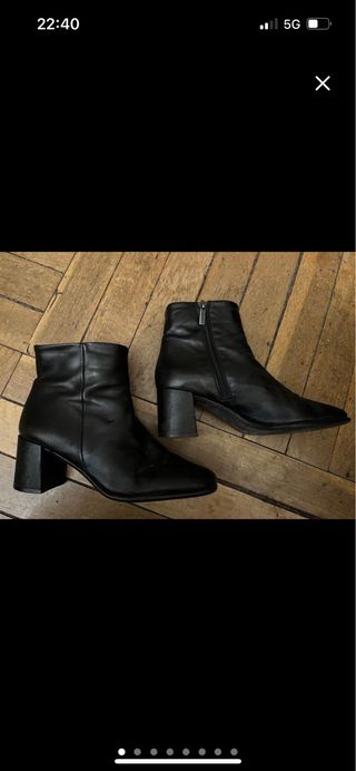 Botines piel negros tacón bloque 38