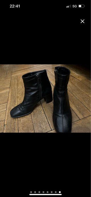 Botines piel negros tacón bloque 38