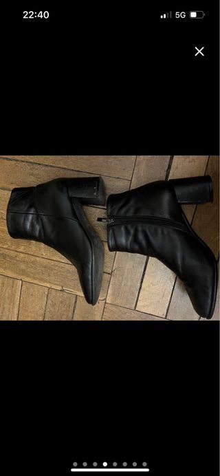 Botines piel negros tacón bloque 38