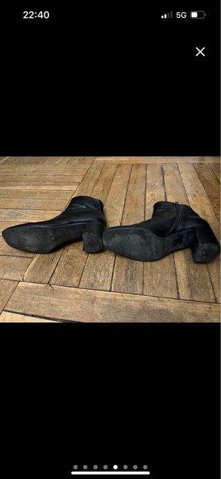 Botines piel negros tacón bloque 38