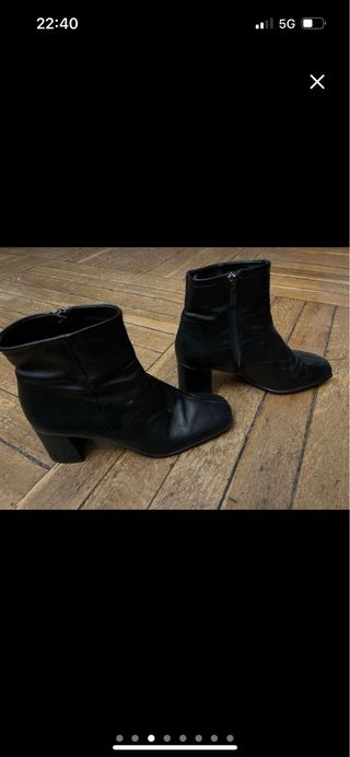 Botines piel negros tacón bloque 38