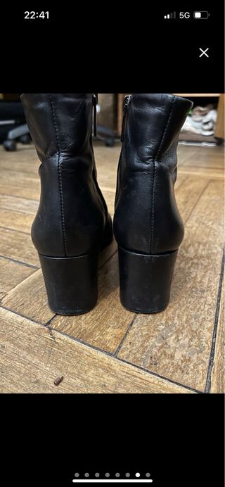 Botines piel negros tacón bloque 38