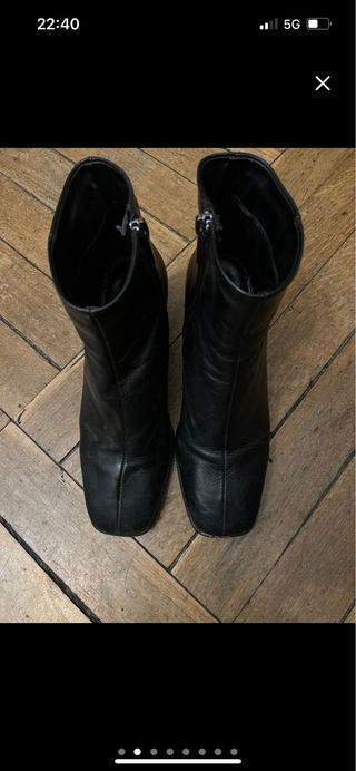 Botines piel negros tacón bloque 38