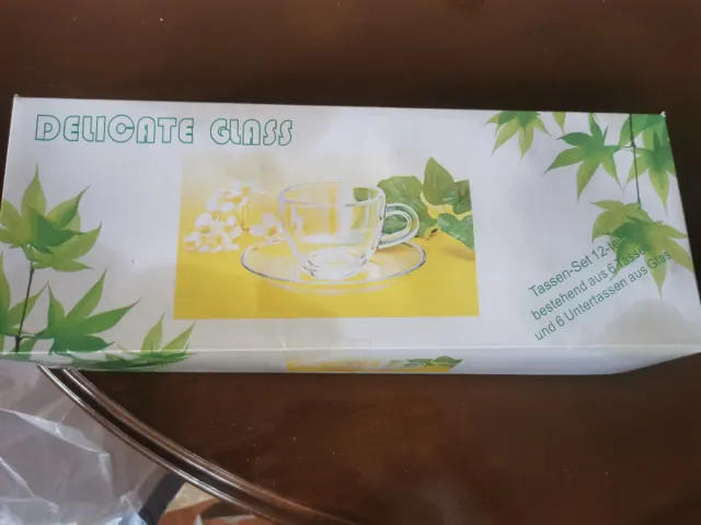 Set 6 Tazas y Platos Cristal