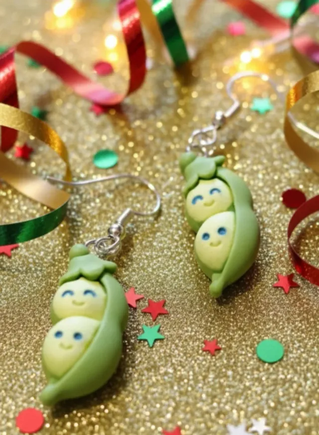 Pendientes de resina con forma de guisantes