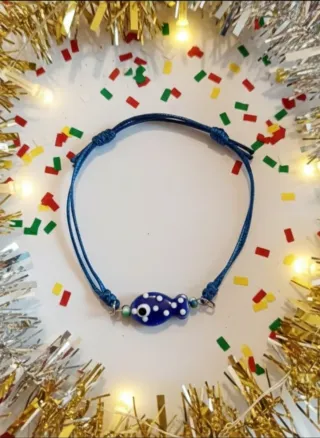 Pulsera cerámica pez azul y blanco