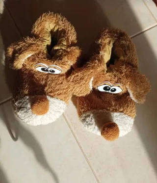 Pantofole cane marroni taglia unica