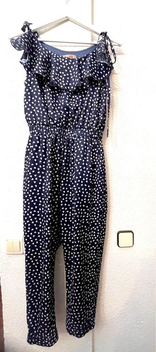 Mono largo Kling azul estampado corazones talla XS