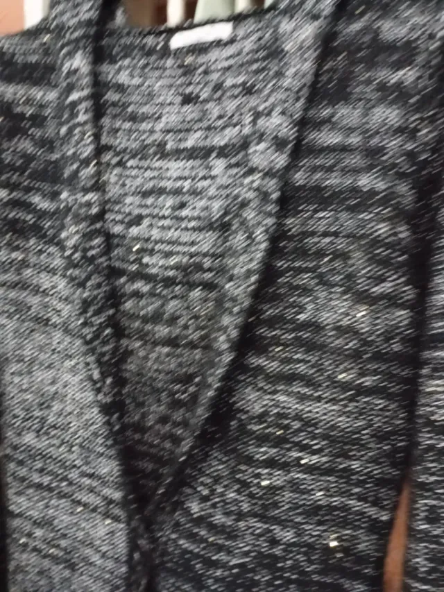 Chaqueta de lana jaspeada mujer con brillito