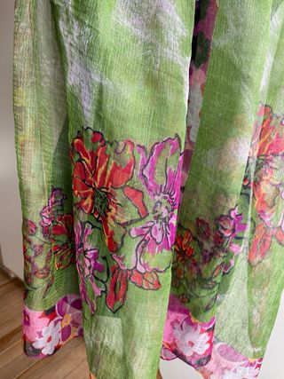 Fular pañuelo seda lino flores