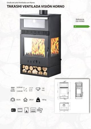 Estufa leña con horno TAKASHI  MAD2027